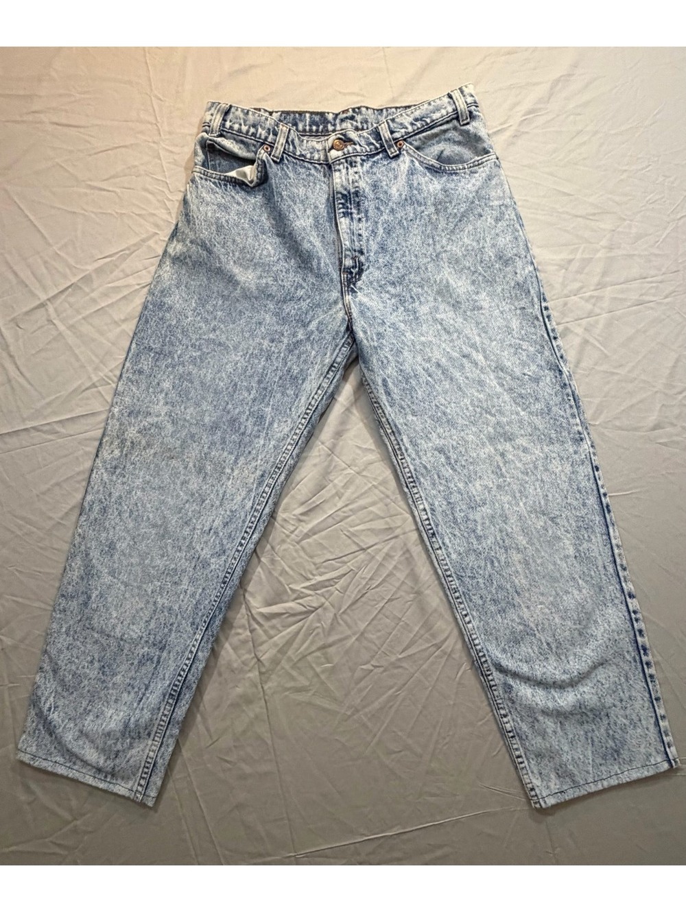 Vintage Levi’s 550 Jeans W34 Acid Wash Made USA Salvaged Reworked Cropped 90s